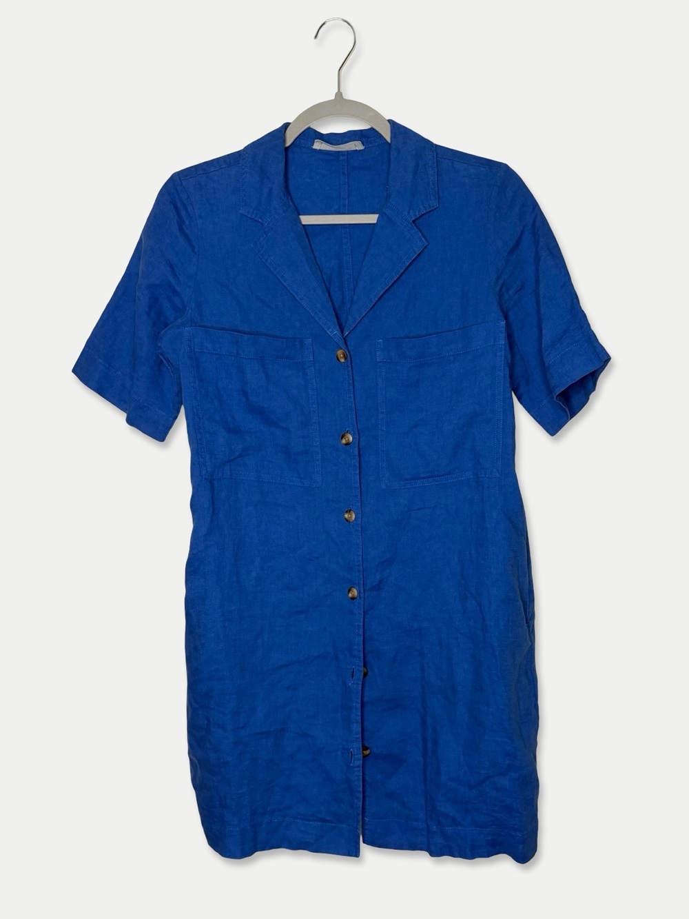 Everlane 100% Linen Notch Collar Midi Shirt Dress XXS Blue